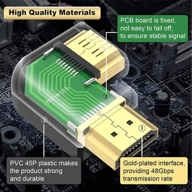 NÖRDIC kulmikas HDMI 2.1 -sovitin 8K60Hz 4K120Hz HDR