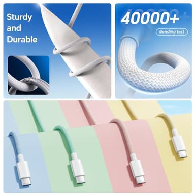 NÖRDIC 2m USB 2.0 USB-C-C-kaapeli iPhone 15/15 Pro/15 Plus/15 Pro Max 3A 480Mbps 60W pinkki