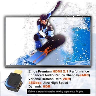 NÖRDIC kulmikas HDMI 2.1 -sovitin 8K60Hz 4K120Hz HDR