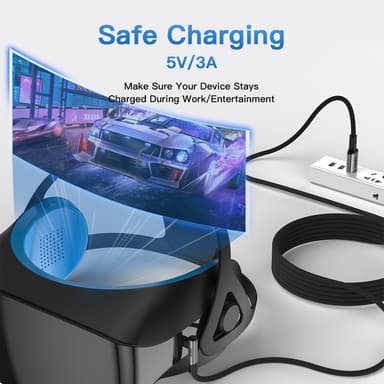 NÖRDIC VR Link -kaapeli 5 m USB3.2 Gen1 USB-C - 5 Gbps 3A nopea lataus Quest 2 Super Speed ​​​​USB Musta
