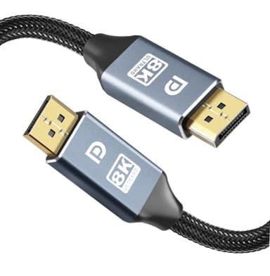 NÖRDIC-SERTIFIOIDUT KAAPELIT 3 m nylon punottu Displayportkabel 1,4 UHD 8K60Hz 4K144Hz HBR3 32,4Gbps 10-bittinen HDR