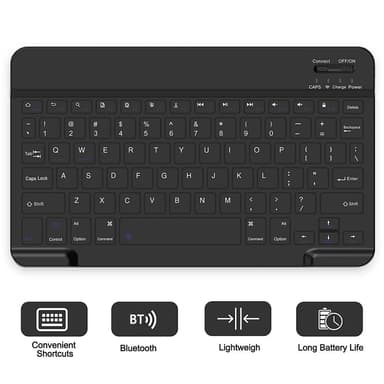 Samsung Galaxy Tab A9+ Split Bluetooth-näppäimistö Nahkakotelo + Kaksoistilahiiri Setti - Musta US Layout