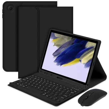 Samsung Galaxy Tab A9+ Split Bluetooth-näppäimistö Nahkakotelo + Kaksoistilahiiri Setti - Musta US Layout