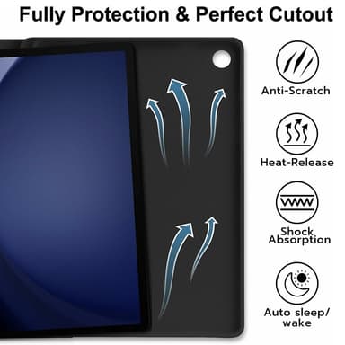 Samsung Galaxy Tab A9+ Split Bluetooth-näppäimistö Nahkakotelo + Kaksoistilahiiri Setti - Musta US Layout