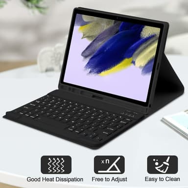 Samsung Galaxy Tab A9+ Split Bluetooth-näppäimistö Nahkakotelo + Kaksoistilahiiri Setti - Musta US Layout