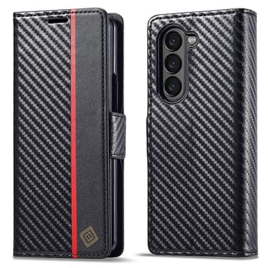 LC.IMEEKE Samsung Galaxy Z Fold6 5G -suojakuori hiilikuitutekstuurilla ja magneettisulkimella