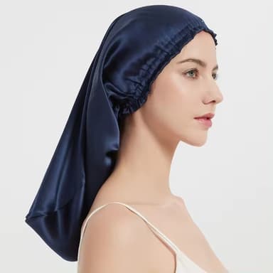 Säädettävä pitkä silkkinen unihattu Laivastonsininen