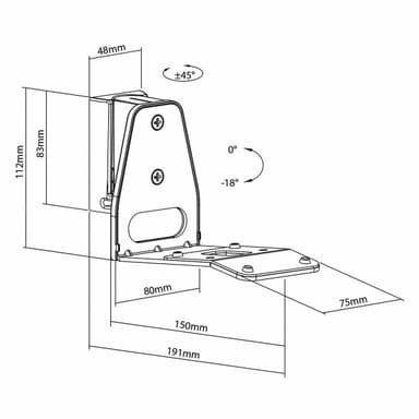 Nedis Kaiutinteline | Sopii käytettäväksi: Sonos® Era300 | Seinä | 5 kg | Kallistuva / Nivel | Kallistettava | Käänneltävä | ABS-Muovi / Metalli | Musta