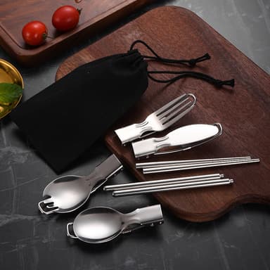 Kokoontaittuva ruokailuvälinesarja 5 osaa Hopea
