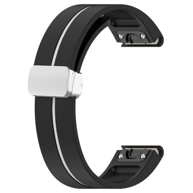 22mm silikoninen magneettisolki kellon hihna Samsung Gear S3, Garmin Venu 3 Musta