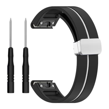 22mm silikoninen magneettisolki kellon hihna Samsung Gear S3, Garmin Venu 3 Musta