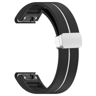 22mm silikoninen magneettisolki kellon hihna Samsung Gear S3, Garmin Venu 3 Musta