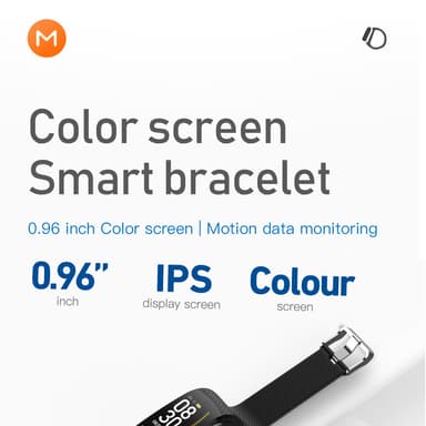 Aktiivisuusranneke sykkeen mittauksella, unimittari, askelmittari IP67 Musta
