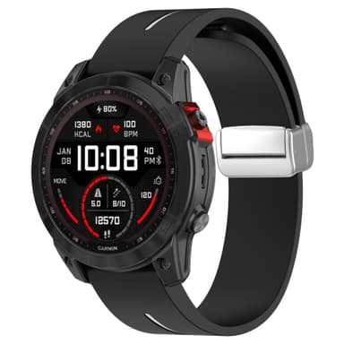 22mm silikoninen magneettisolki kellon hihna Samsung Gear S3, Garmin Venu 3 Musta