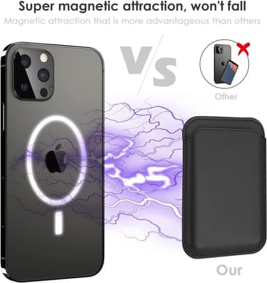 Magneettikorttiteline iPhone 12/13 -sarjan PU-nahkaa musta