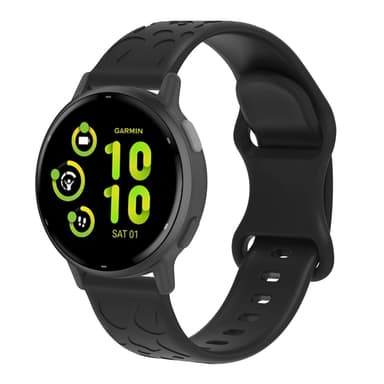 18 mm silikonikellon ranneke Garmin Forerunner 265S, Fossil GEN6, Huawei honor Musta