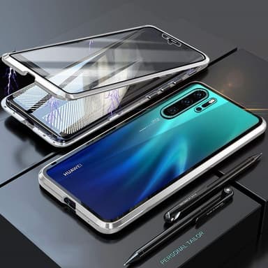 Huawei P30 Pro magneettikuori näytönsuojalla - hopea