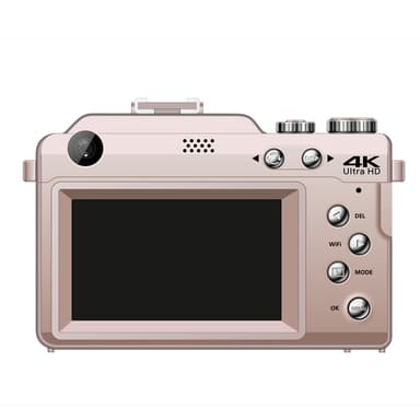 Digitaalikamera 4K/48MP/18X digitaalinen zoom/automaattitarkennus/kaksoiskamera 32GB TF-kortilla Vaaleanpunainen