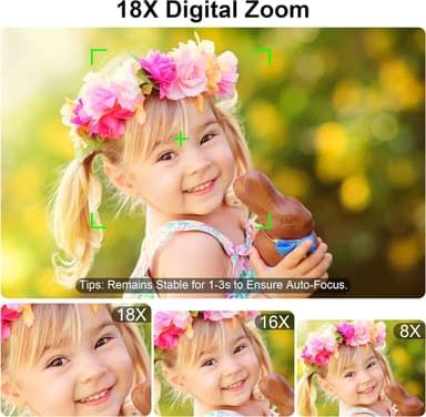 Digitaalikamera 4K/48MP/18X digitaalinen zoom/automaattitarkennus/kaksoiskamera 32GB TF-kortilla Vaaleanpunainen