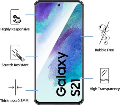 Näytönsuoja Samsung Galaxy S21 karkaistu lasi 3 kpl