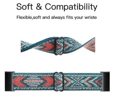 Fitbit Charge 5 -ranneke, jossa punottu kuvio Sininen/oranssi