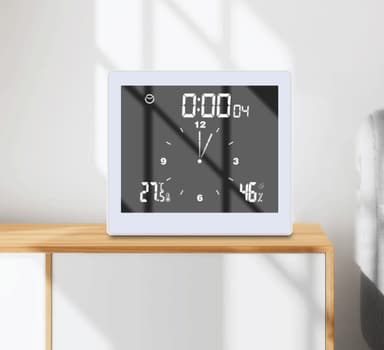 Monitoiminen digitaalinen seinäkello kylpyhuoneeseen Valkoinen