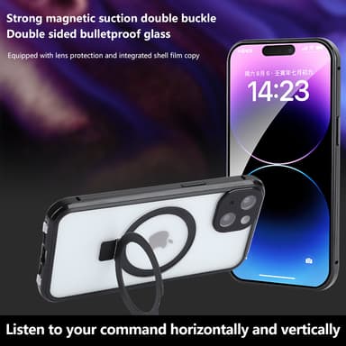 Magneettinen suojakotelo jalustalla iPhonelle Musta iPhone 15 Pro
