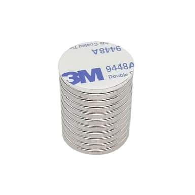 10 kpl erittäin vahvoja neodyymimagneetteja itseliimautuvalla taustalla Hopea 8 x 3 mm