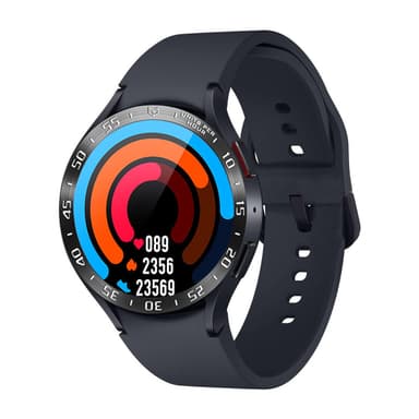 Musta kellon kehys valkoisella kirjaimilla Yhteensopiva Samsung Watch 6:n kanssa Musta 36.5mm/44mm