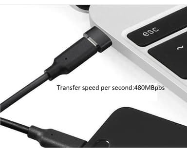 USB-C–USB 2.0 -sovitin Musta