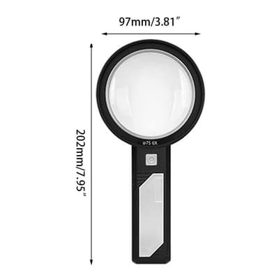 Suurennuslasi 6X/9X/15X LED-lampulla Musta