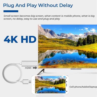 USB-C-HDMI-kaapeli 4K (2 metriä) Valkoinen