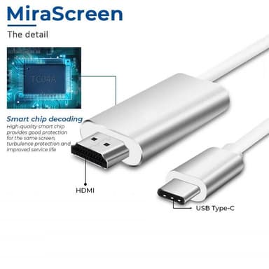 USB-C-HDMI-kaapeli 4K (2 metriä) Valkoinen