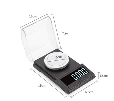 Erittäin tarkka mini-digitaalivaaka 10 g / 0,001 g