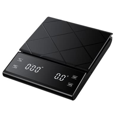 5 kg/0,1 g kahvivaaka ajastimella USB-latauksella Musta