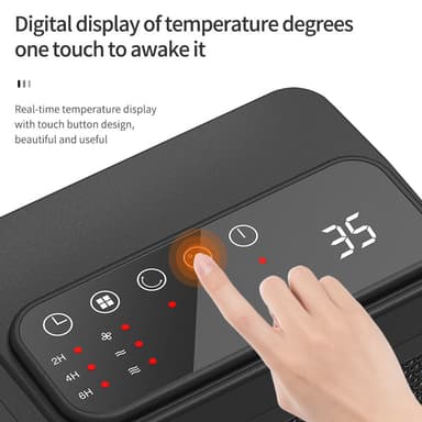Kaukosäätimellä säädettävä digitaalinen lämmityspuhallin Musta