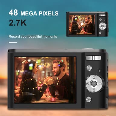 Digikamera 48MP 1080 FHD 2,8 tuuman näyttö Musta