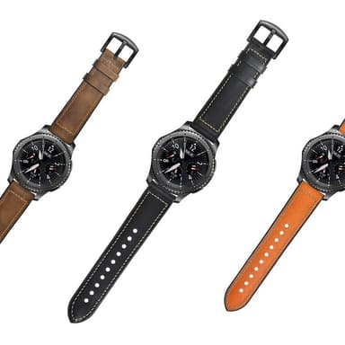 Ranneke Samsung Gear S3 Classic, Frontier, Galaxy Watch 22 mm Nahka musta