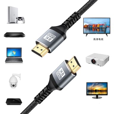 8K-versio 2.1 HDMI-kaapeli, nopea 8K 60 Hz 4K 120 Hz Monivärinen 3 m