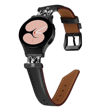 Rhinestone Black M-Type Link Watch Rannekello Samsung Galaxy Watch 4/5/6 -sarjalle Musta