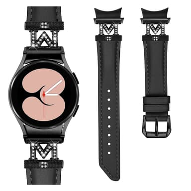 Rhinestone Black M-Type Link Watch Rannekello Samsung Galaxy Watch 4/5/6 -sarjalle Musta