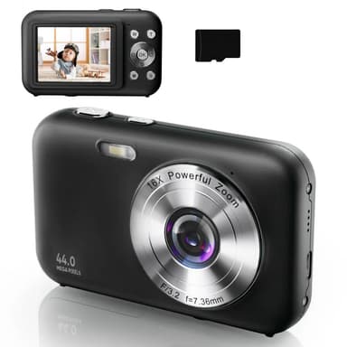 Digikamera 1080P 44MP 16 x zoom 2,4 tuuman näyttö, 32GB kortti Musta