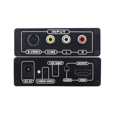 AV- ja S-VIDEO-HDMI-muunnin Musta