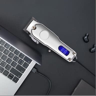 Hiustenleikkuukone tarvikkeineen 2000mAh ladattava akku hiljainen Hopea