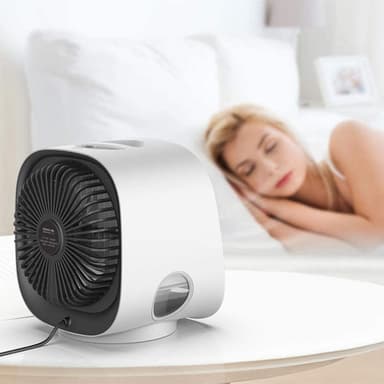 Ilmanjäähdytin 4-in-1 tuuletin / ilmankostutin / ilmanpuhdistin LED valkoisella