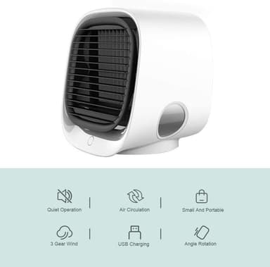 Ilmanjäähdytin 4-in-1 tuuletin / ilmankostutin / ilmanpuhdistin LED valkoisella