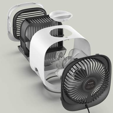Ilmanjäähdytin 4-in-1 tuuletin / ilmankostutin / ilmanpuhdistin LED valkoisella