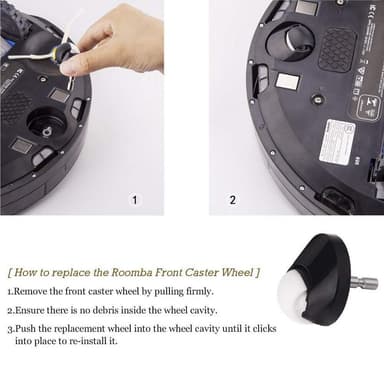2-pakkaus etupyörät iRobot Roomba 500/600/700/880/980 musta