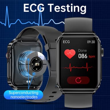 Älykello, jossa on EKG-sykemittari/Bluetooth-puhelut/Bluetooth-musiikki Musta
