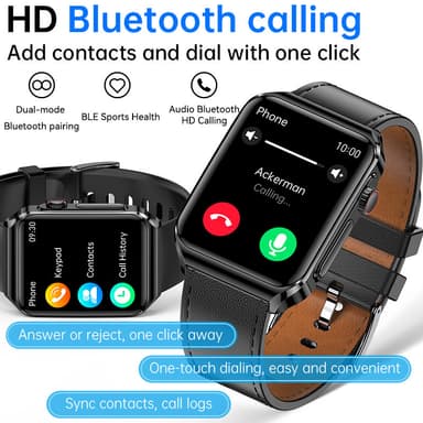 Älykello, jossa on EKG-sykemittari/Bluetooth-puhelut/Bluetooth-musiikki Musta